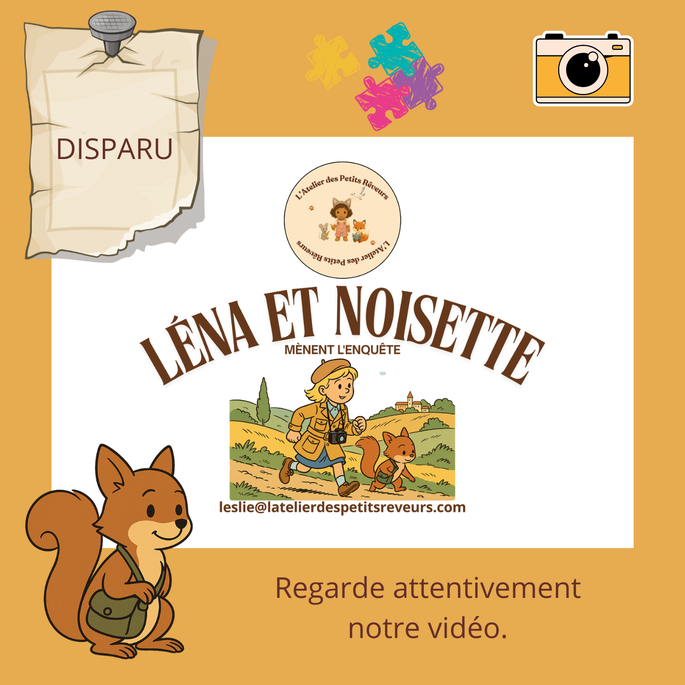 Léna et Noisette mènent l'enquête.  Le jeu-livret interactif dès 3 ans.✨️🎁